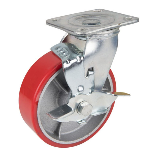 Precision Steel Polyurethane Swivel Plate Caster with Brake