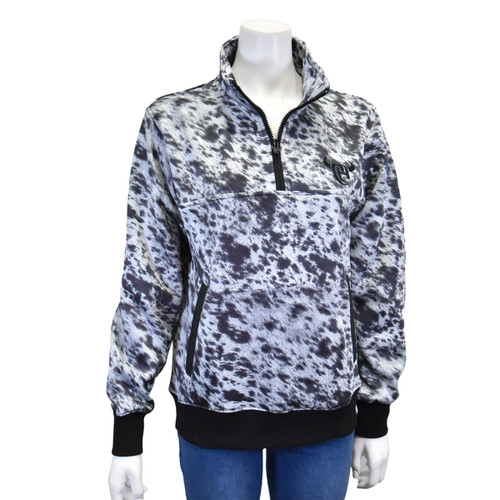 Cowgirl Hardware Ladies Black Cowhide Quarter Zip Pullover Sweater