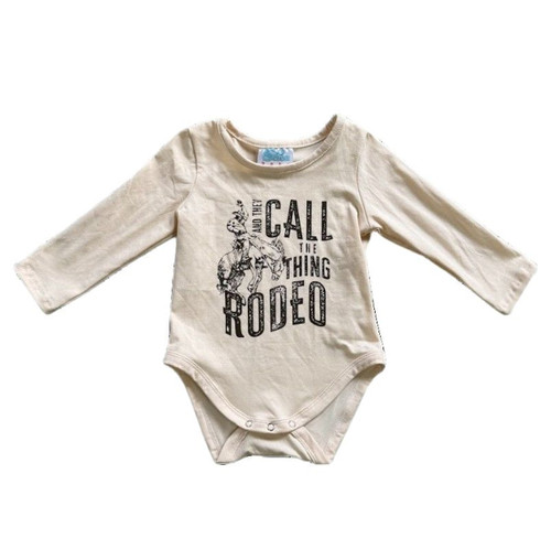 Shea Baby Infant Boys White Rodeo Graphic Long Sleeve Onesie