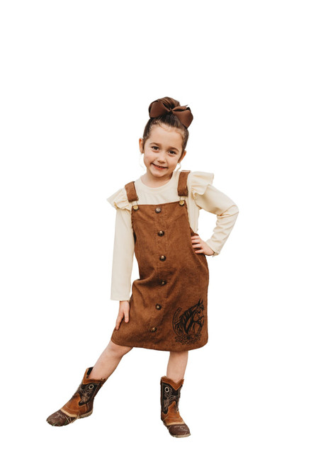 Shea Baby Brown Faux Suede Overall Dress