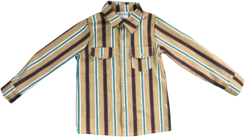 Shea Baby Toddler Boys Brown Striped Long Sleeve Pearlsnap Western Shirt