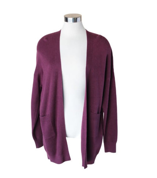 Keren Hart Women's Open Front Long Sleeve Cardigan - Wine