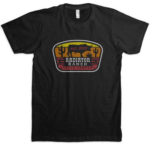 Rodeo Time Mens Black Sunset Bull Short Sleeve Shirt
