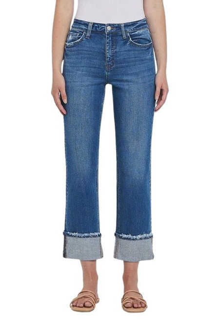 Vervet Daphne High Rise Cuffed Straight Jeans