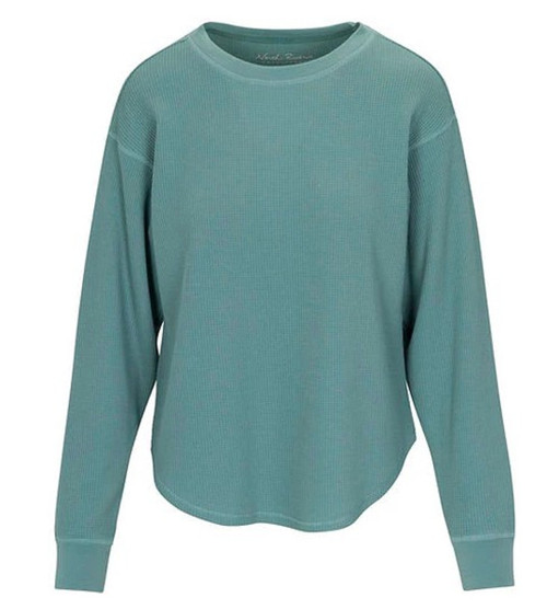 North River Women's Waffle Crewneck Henley Long Sleeve Shirt
