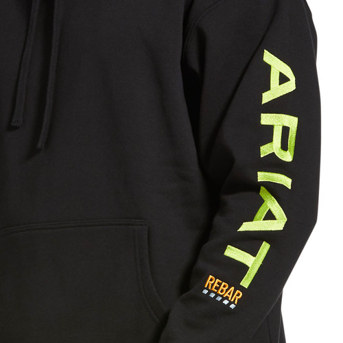Ariat Men's Black & Lime Rebar Graphic Long Sleeve Pullover Hoodie
