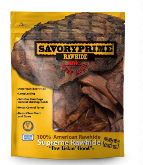 Savory Prime Pet Treats Rawhide Chips Beef 2"x6" 1LB