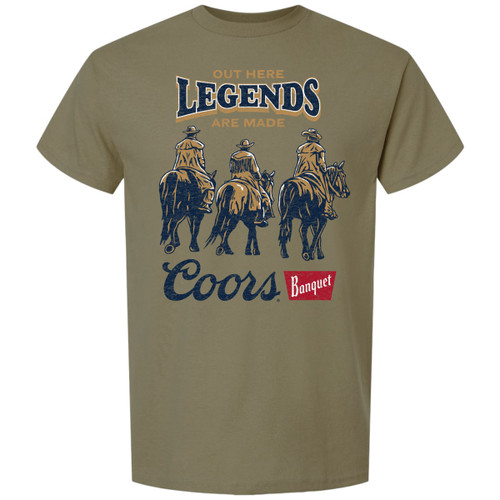 Brew City Men's Olive Green Coors Banquet Legends Graphic Short Sleeve T-Shirt