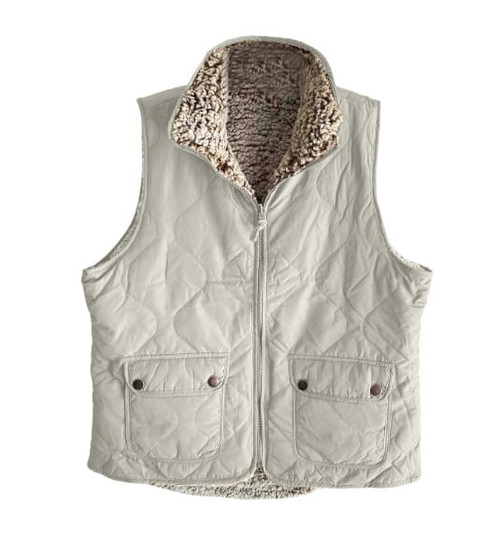 Victory Sportswear Womens Cream Reversible Fleece-Lined Vest