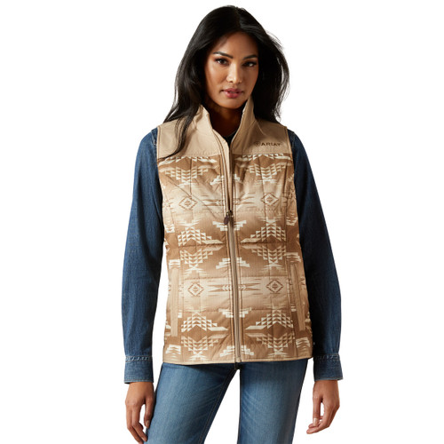 Ariat Ladies Savannah Tan & Dune Print Crius Insulated Full Zip Vest