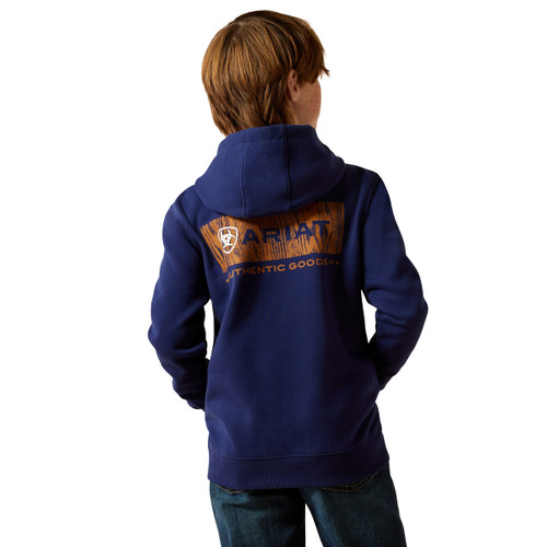Ariat Boy's Navy Ariat Woodshop Stack Long Sleeve Pullover Hoodie