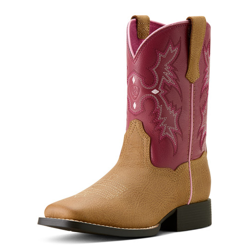 Ariat Girls Youth Cottage & Rosebud Tombstone Wide Square Toe Western Boots
