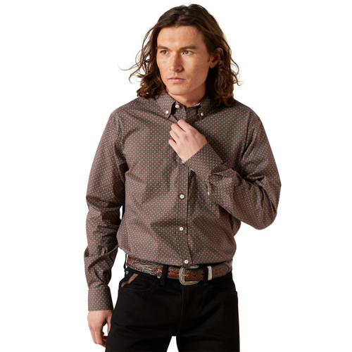 Ariat Men's Brown Wrinkle Free Arthur Classic Fit Long Sleeve Button Up Shirt