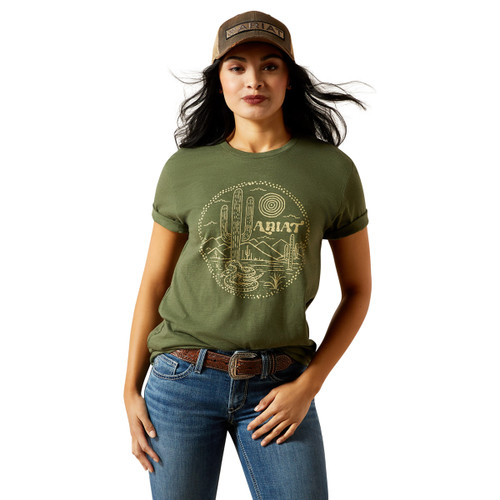 Ariat Ladies Military Heather Ariat Desert Snake Graphic Short Sleeve T-Shirt