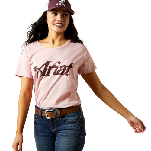 Ariat Ladies Dusty Pink Ariat Spur Script Short Sleeve T-Shirt