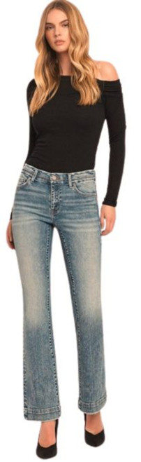 Vervet Ladies Mount Bruce Mid Rise Bootcut Medium Blue Stonewash Denim Jeans