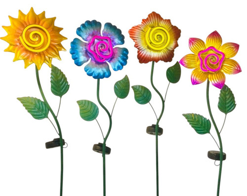 36" X 7" Neon Solar Flower Stakes ASSORTED 1 PIECE