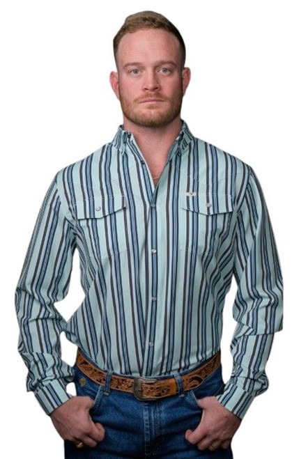 Ferrel Mens Blue Jackson Snap Long Sleeve Shirt