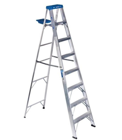 Werner 8' Single Sided Step Ladder with Pail Shelf