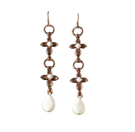 Blazin Roxx Copper Cross and White Stone Earrings