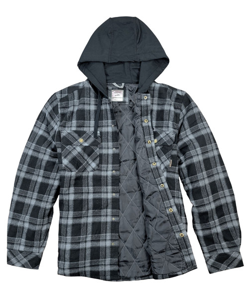 R Country Mens Black Hooded Flannel Jacket 