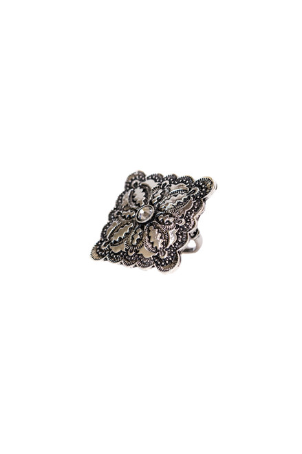 West & Co. Silver Diamond Rhinestone Ring