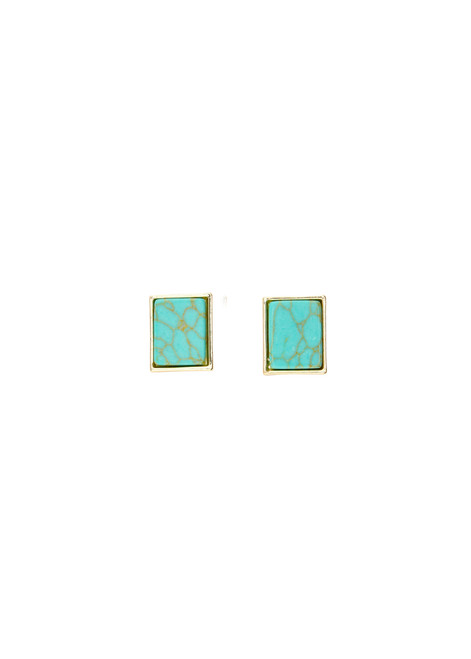 West & Co. The Kendra Gold Rectangular Turquoise Stud Earrings