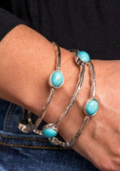 West & Co. The Lori Bracelet Silver with Oval Turquoise Stones