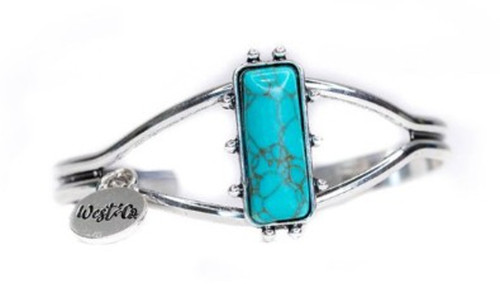 West & Co. The Audrey Bracelet Burnished Silver Cuff with Rectangular Turquoise Stone
