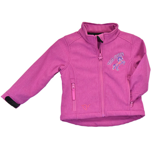 Cowgirl Hardware Toddler Girls Berry "Too Cute" Horse Graphic Full Zip Cadet Jacket