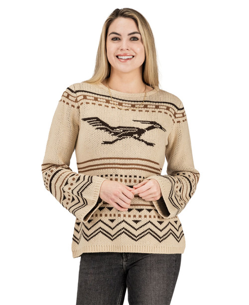 Cotton & Rye Ladies Cream Reindeer Knitted Flared Long Sleeve Sweater