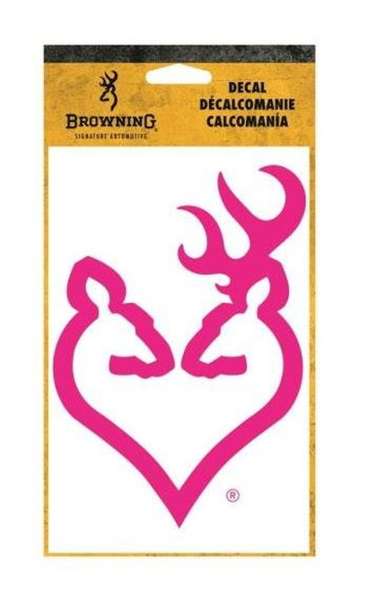 Browning  Buckheart Decal, Pink, 6"