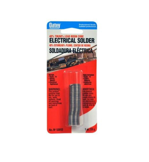 Orgill - Oatey 53185 Rosin Core Wire Solder - 0.8 Oz Carded, Solid, Silver Gray