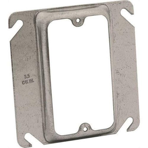 Hubbell Raco Square Raised Device Box Cover 4 In L X 4 In W X 1/2 In T, Gray, Steel