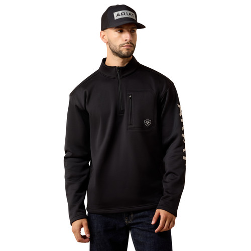 Ariat Men's Black TEK Team 1/4 Zip Long Sleeve Pullover Sweatshirt
