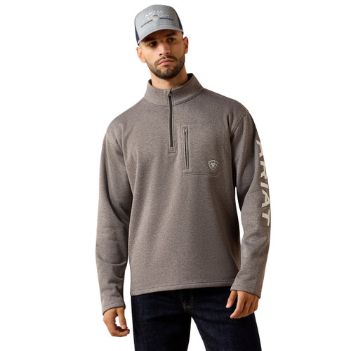 Ariat Men's Raven Heather TEK Team 1/4 Zip Long Sleeve Pullover Sweatshirt