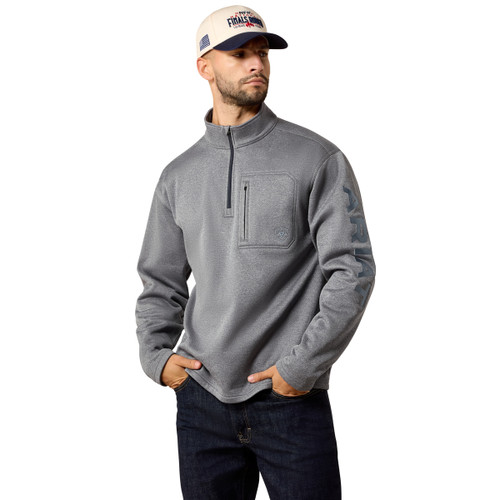 Ariat Men's Navy Heather TEK Team 1/4 Zip Long Sleeve Pullover Sweatshirt