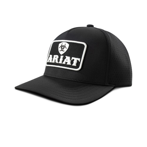 Ariat Men's Black with White 3D Embroidered Logo Snapback Hat