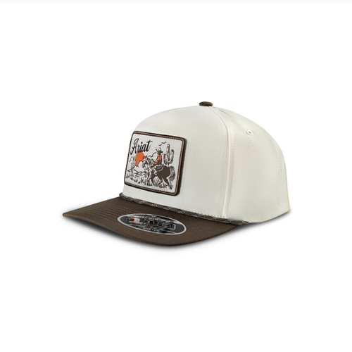 Ariat Men's Tan & Brown FlexFit with Desert Ariat Logo Patch Snapback Hat