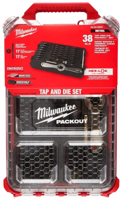 Milwaukee 38 Piece Metric Tap & Die PACKOUT Set w/ HEX-LOK 2-in-1 Handle