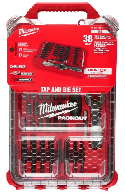 Milwaukee 38 Piece SAE Tap & Die PACKOUT Set w/ HEX-LOK 2-in-1 Handle