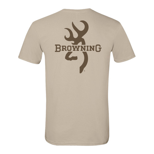 Browning Men's Tan Buckmark Logo Short Sleeve T-Shirt