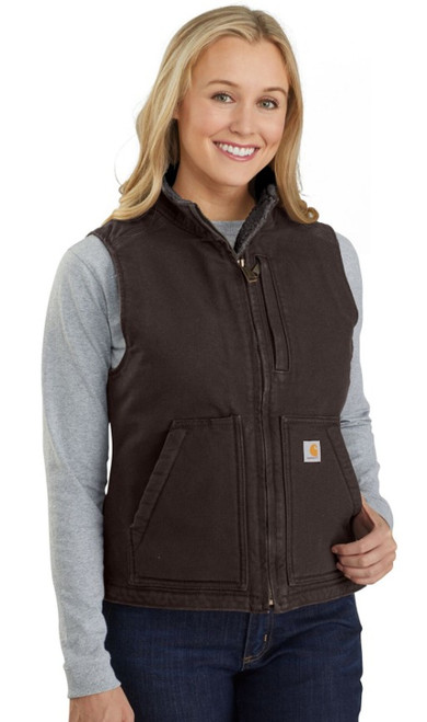 Carhartt Women's W Washed Duck Sherpa Lined Mock Neck Vest