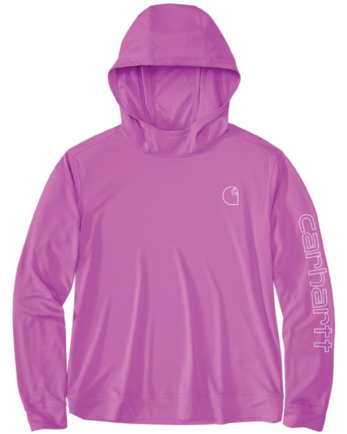 Carhartt Womens Force Sun Defender Relaxed Fit Long Sleeve Logo Hoodie