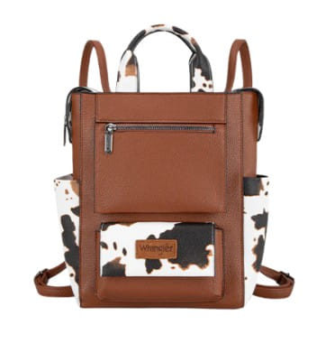Wrangler Brown Cow Print Convertible Leather Backpack