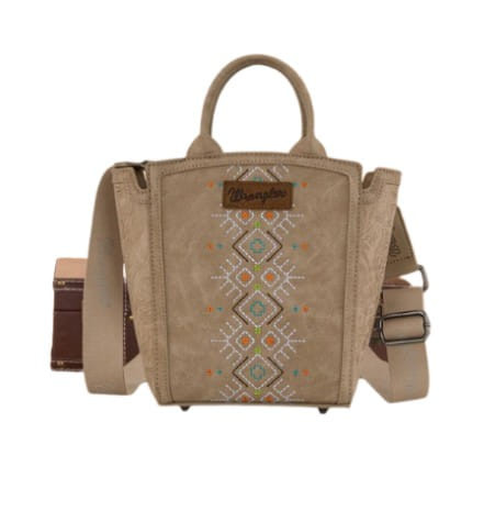 Wrangler Tan Aztec Embroidered Floral Embossed Tote/Crossbody
v
