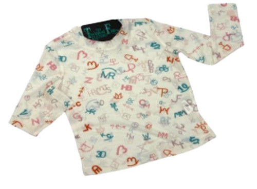 The Twisted Filly Girls Ivory Abstract Long Sleeve Mesh Top