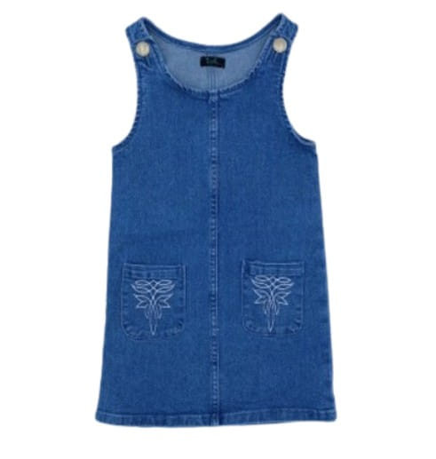 The Twisted Filly Girls Sleeveless Blue Denim Boot Stitch Dress