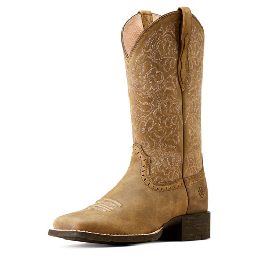 Ariat Ladies Brown Bomber Round Up Remuda Wide Square Toe Western Boots