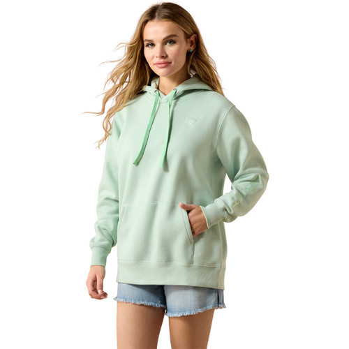 Ariat Ladies Silt Green Ariat Logo 2.0 Long Sleeve Pullover Hoodie